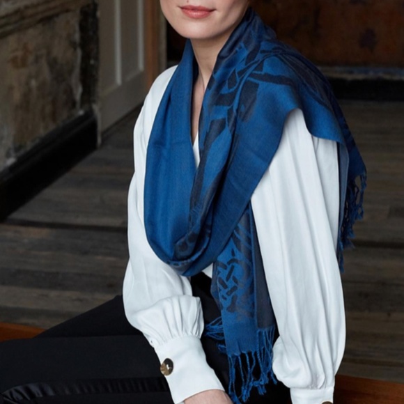 Celtic Renaissance Designs Accessories - Celtic Renaissance Designs Silk Wool Blue Scarf